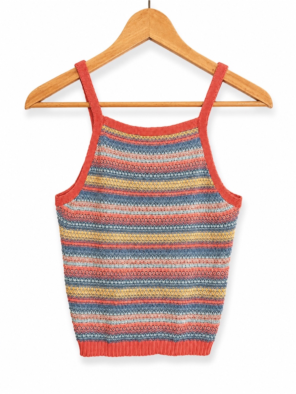 Striped Knit Tank Top in Coral Multicolor